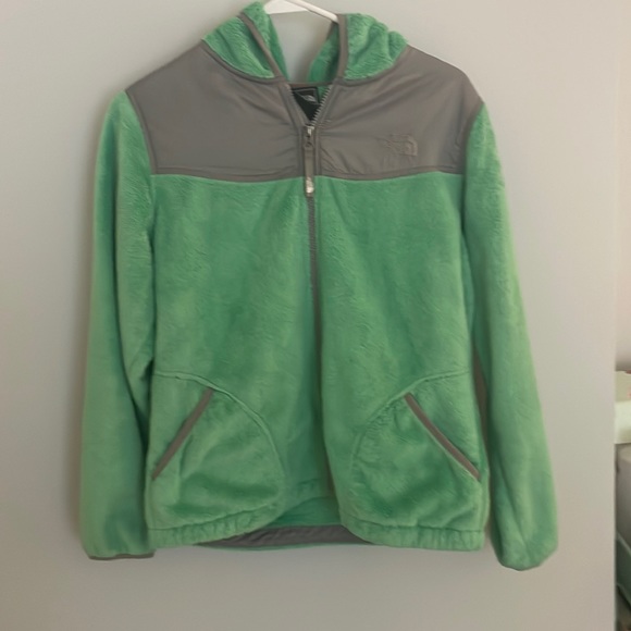 Girls North face green fleece zip up jacket - Picture 1 of 5